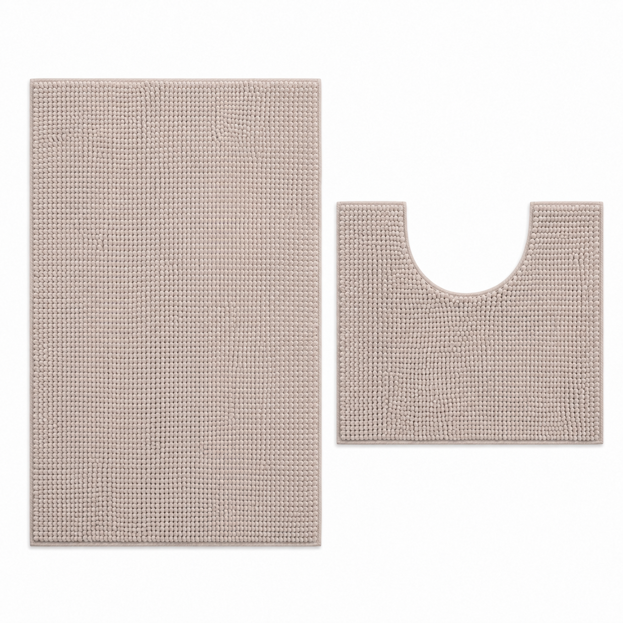 Beige 2-Piece Toilet Mat Set