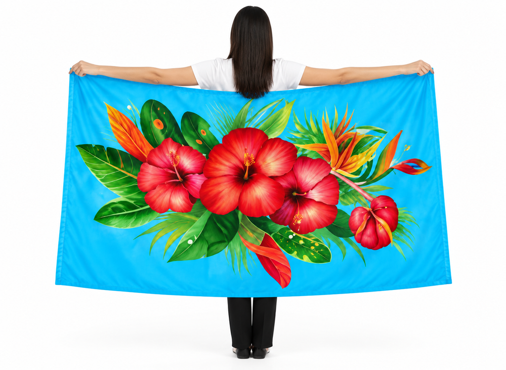 Womens Lava Lava/Sarong-Aqua Red