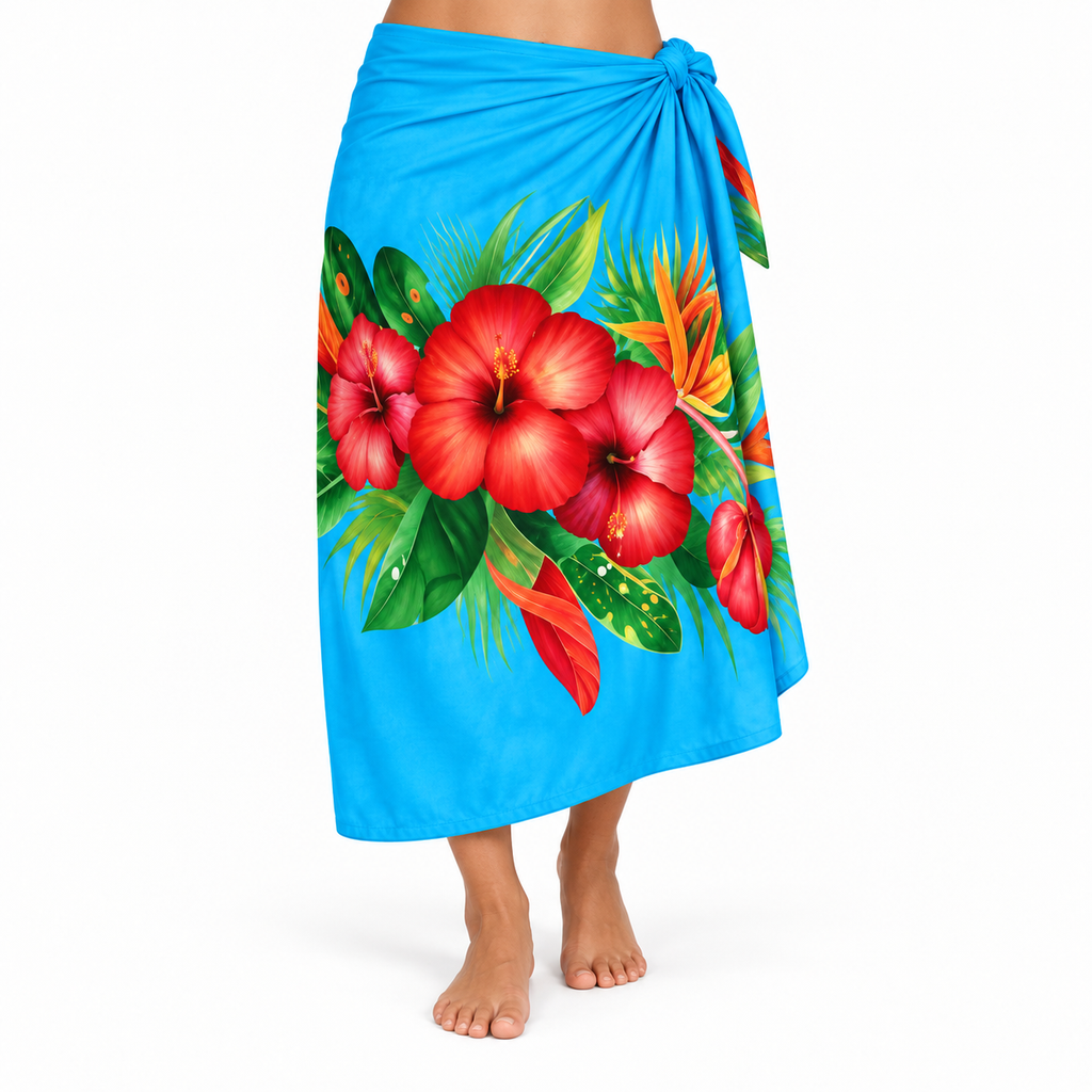 Womens Lava Lava/Sarong-Aqua Red