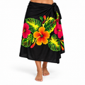 Womens Lava Lava/Sarong-Black Leaf