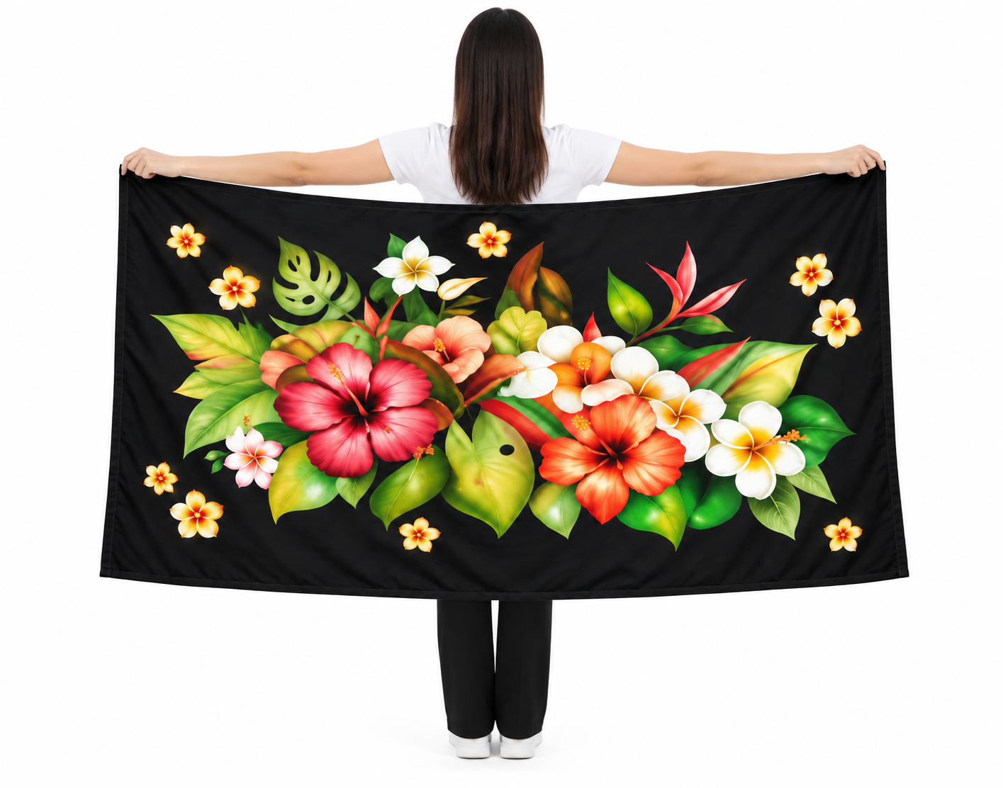 Womens Lava Lava/Sarong-Black Red