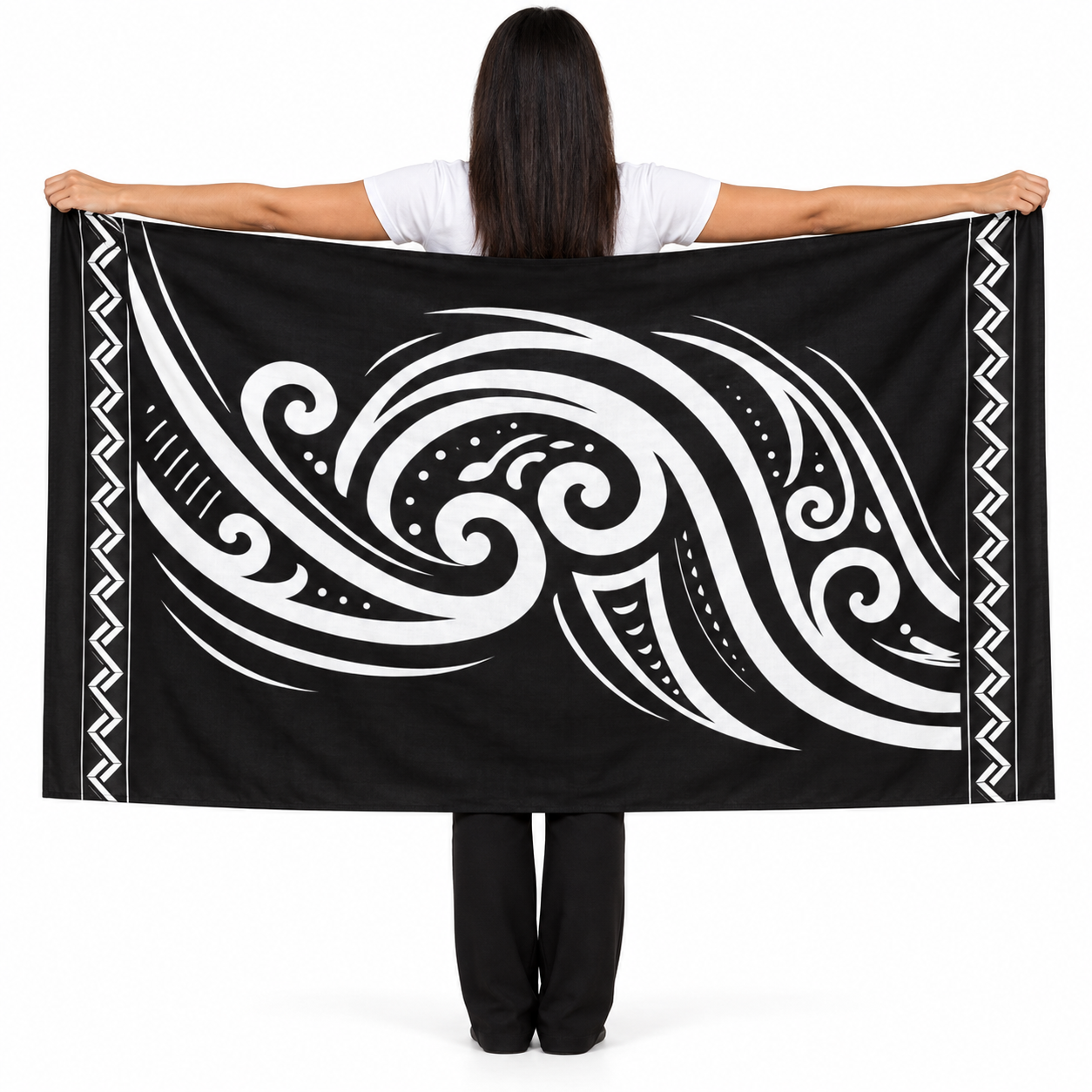 Lava Sarong-Black Maori