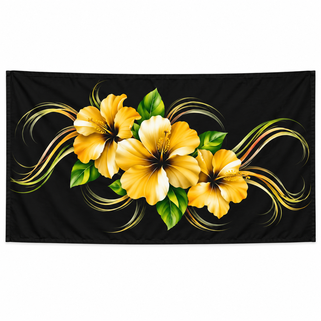 Womens Lava Lava/Sarong-Black Yellow