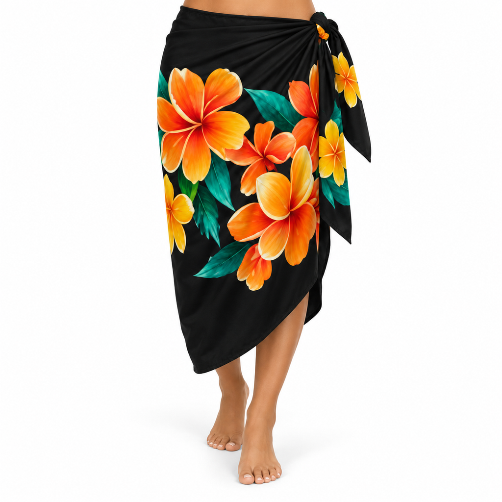 Womens Lava Lava/Sarong-Black