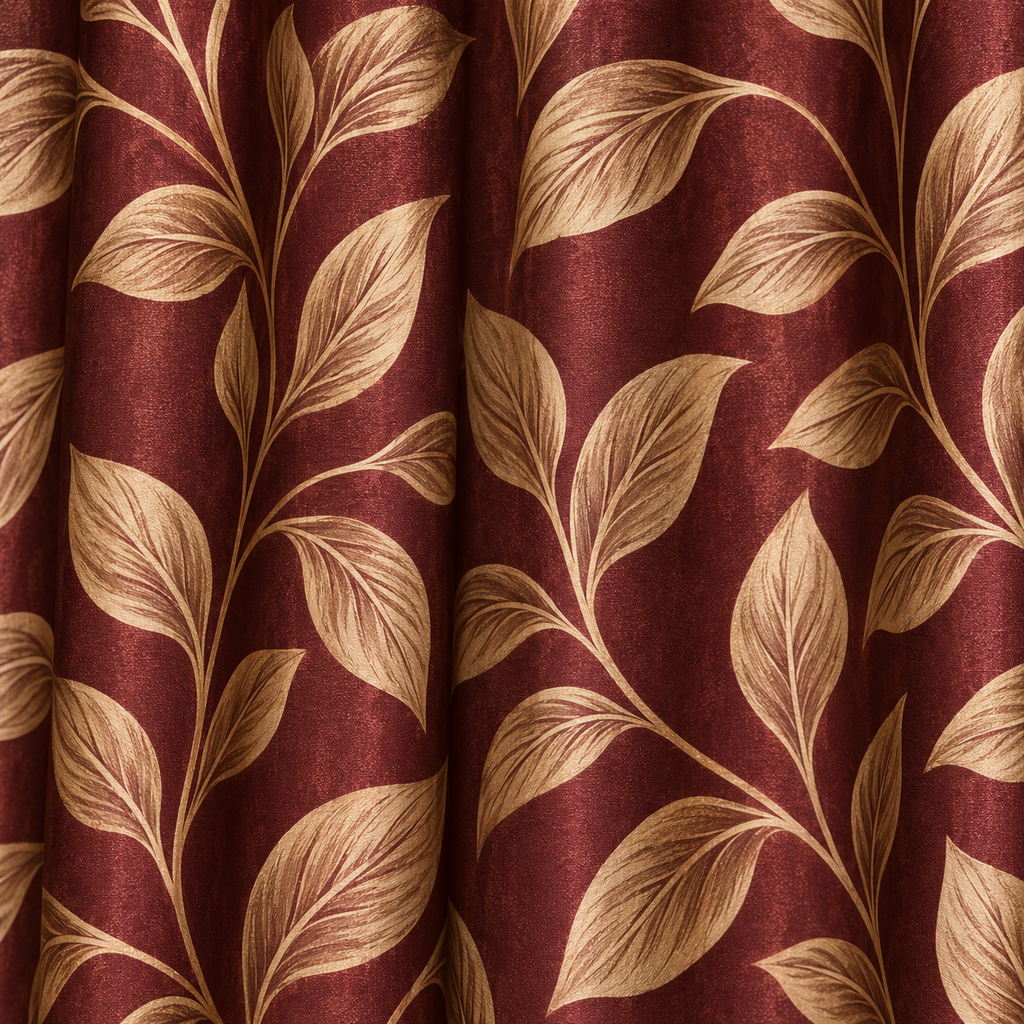 Maroon Pencil Pleat Curtain