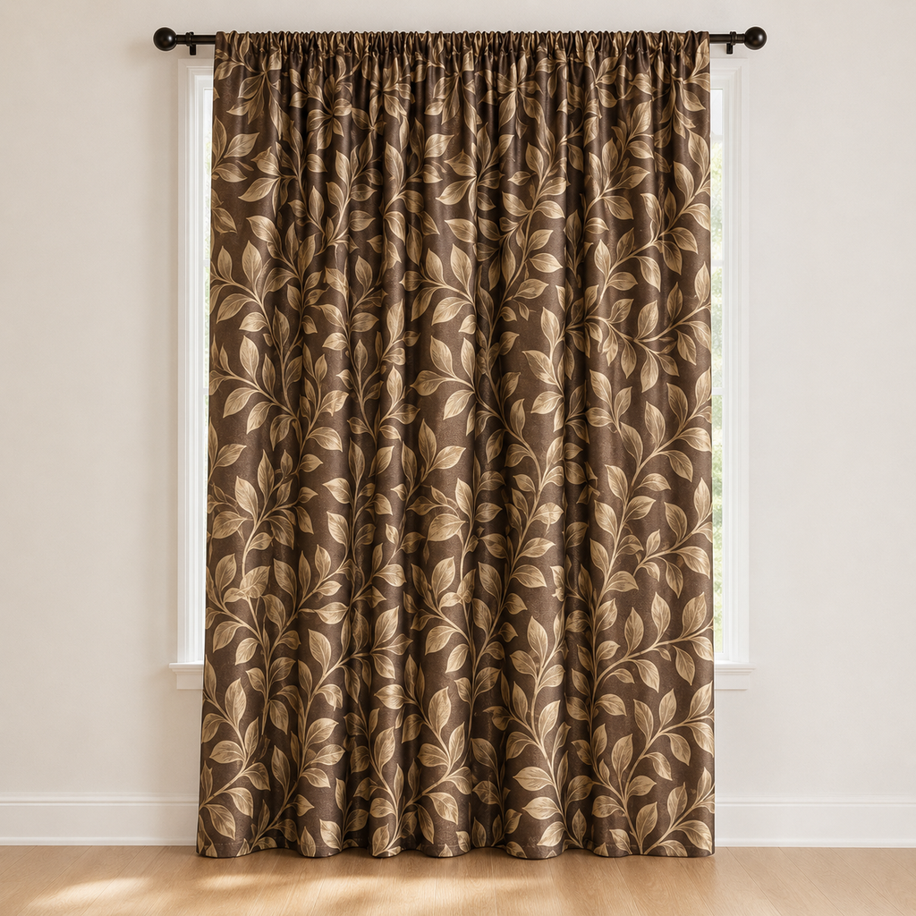 Brown Pencil Pleat Curtain