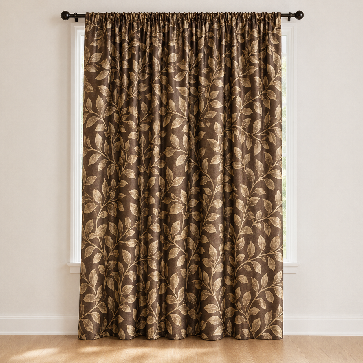 Brown Pencil Pleat Curtain