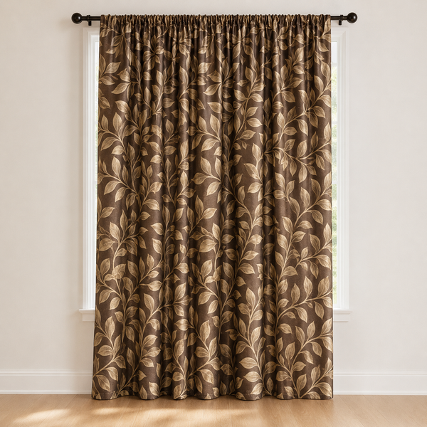 Brown Pencil Pleat Curtain
