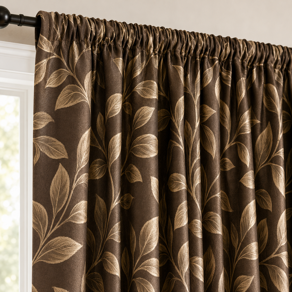 Brown Pencil Pleat Curtain