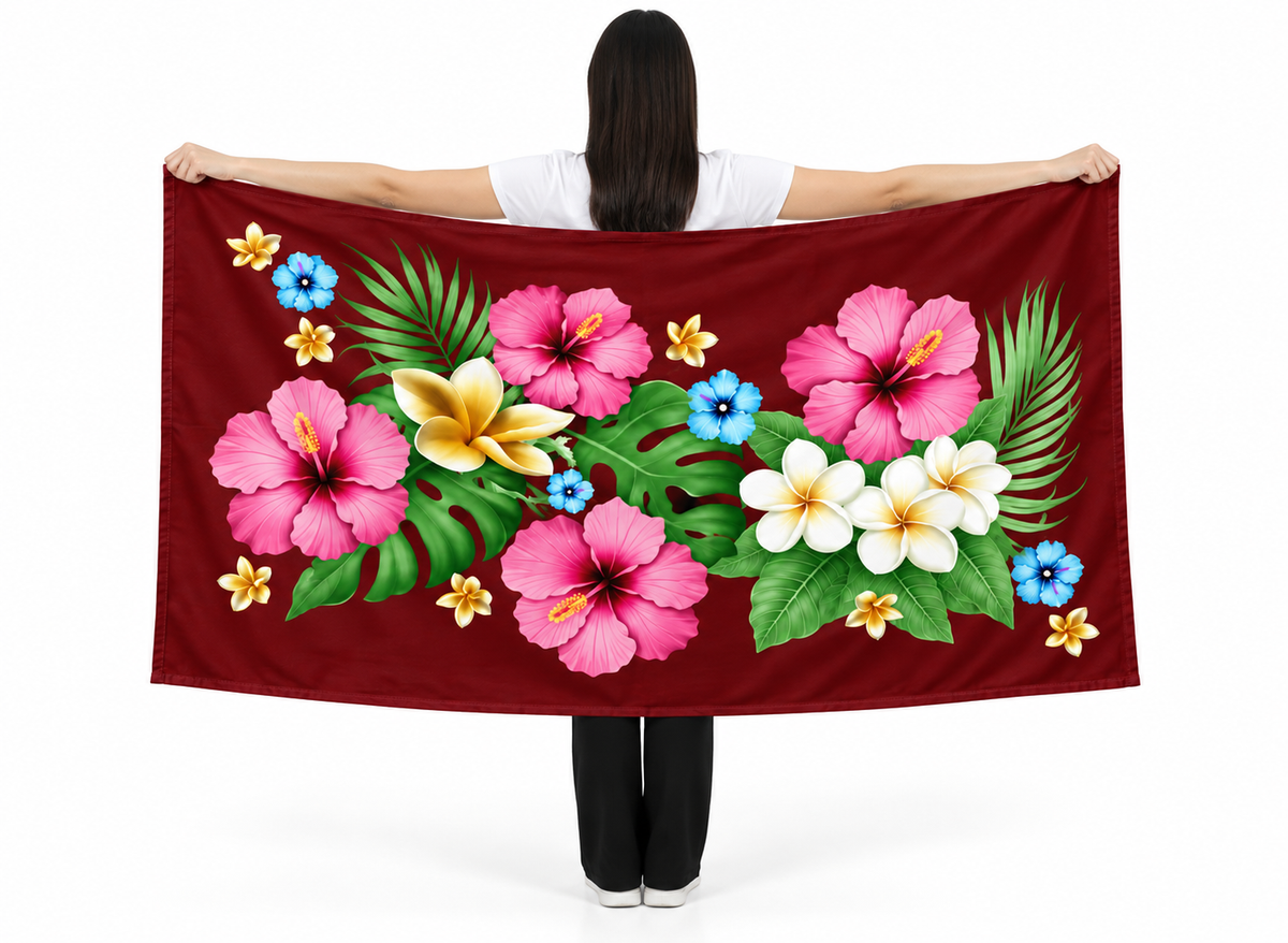 Womens Lava Lava/Sarong-Burgundy