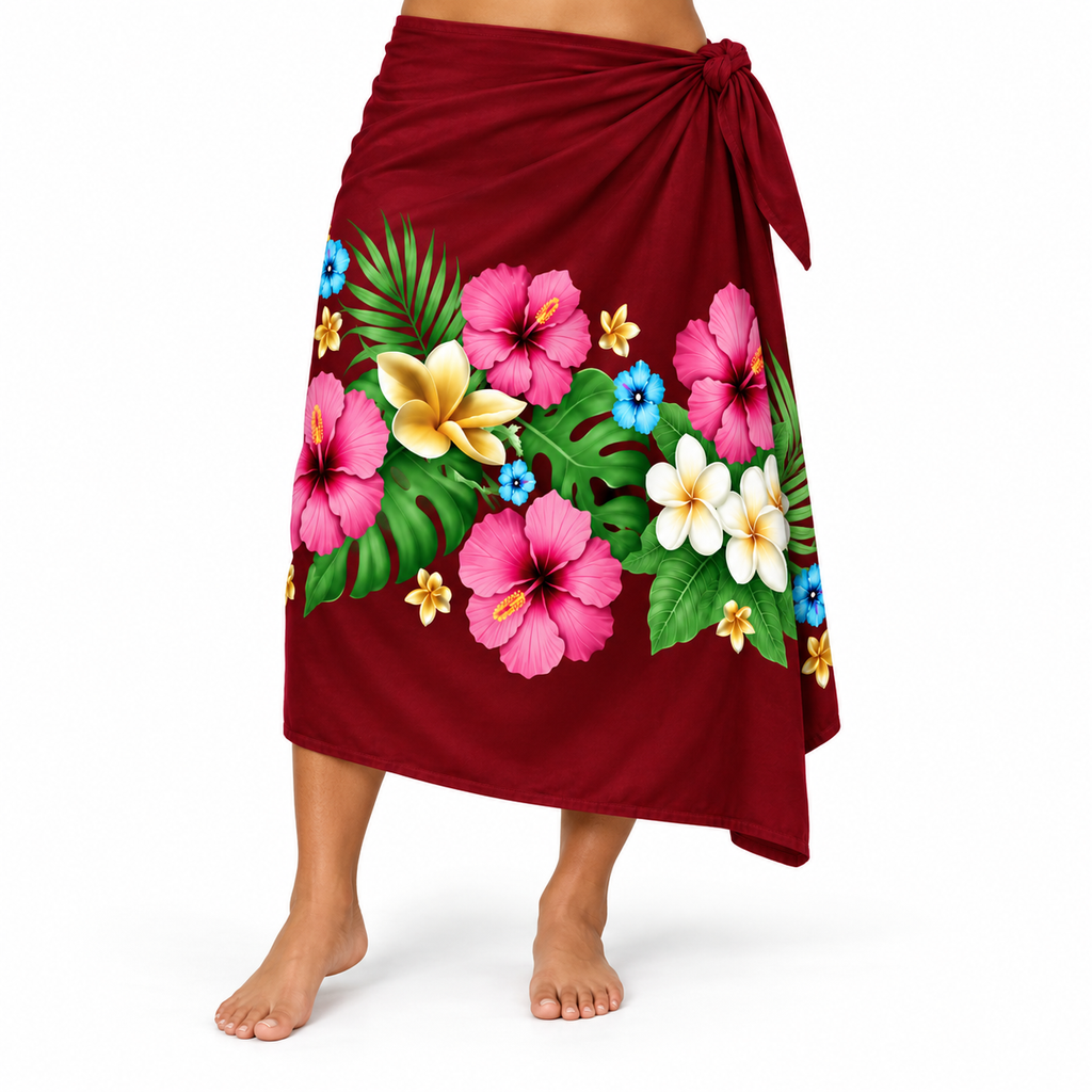 Womens Lava Lava/Sarong-Burgundy