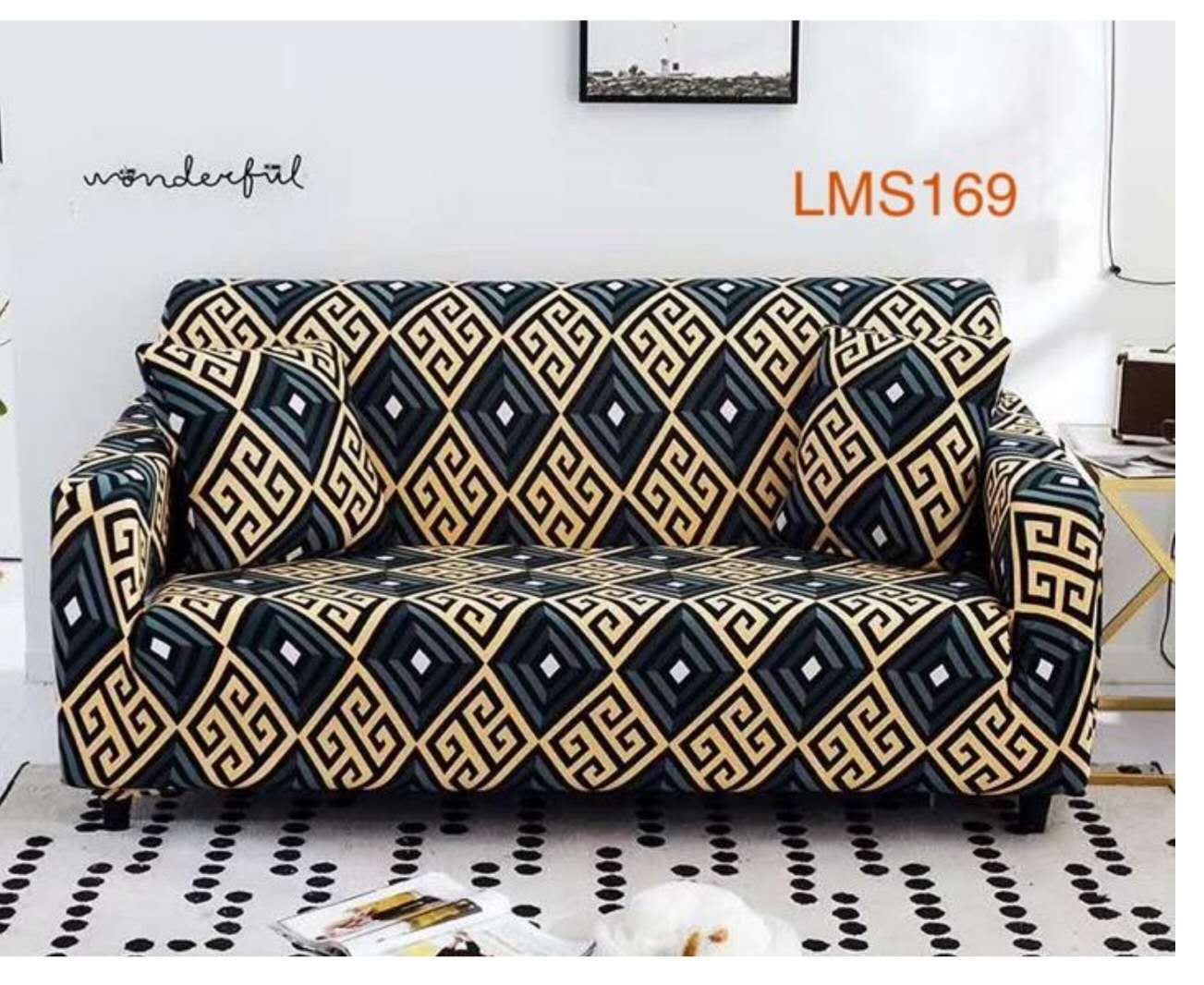 Sofa Cover- Geometric Gold SC-P3