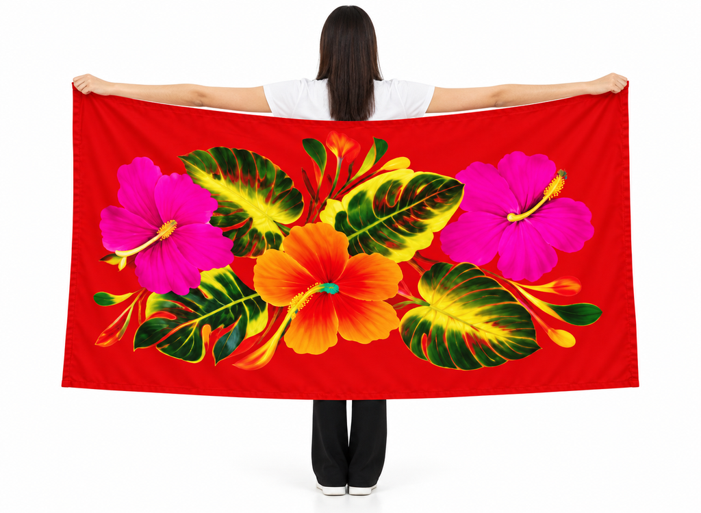 Womens Lava Lava/Sarong-Red Orange