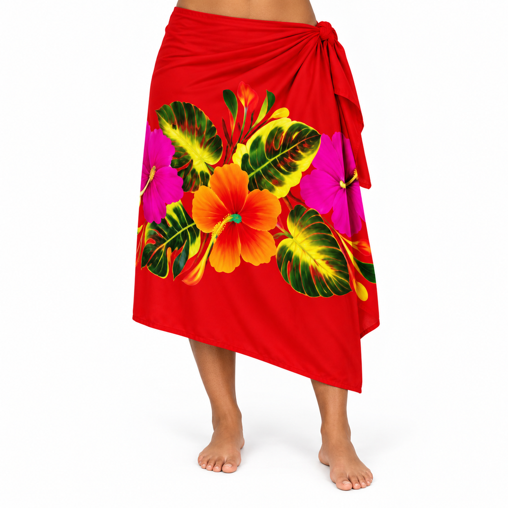 Womens Lava Lava/Sarong-Red Orange