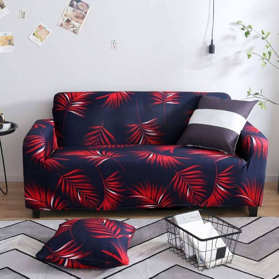 Sofa Cover-Tropical Leaf BLUE-RED SC-P4