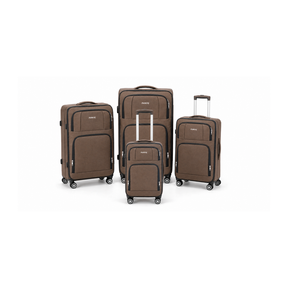 Brown Fabric Suitcase 4pcs Set