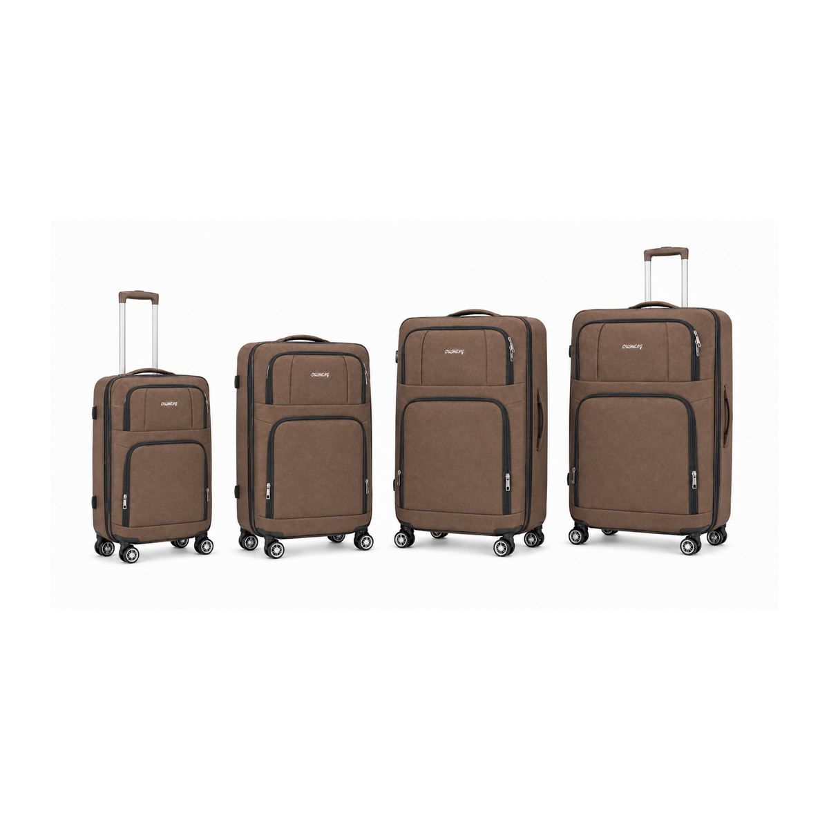 Brown Fabric Suitcase 4pcs Set