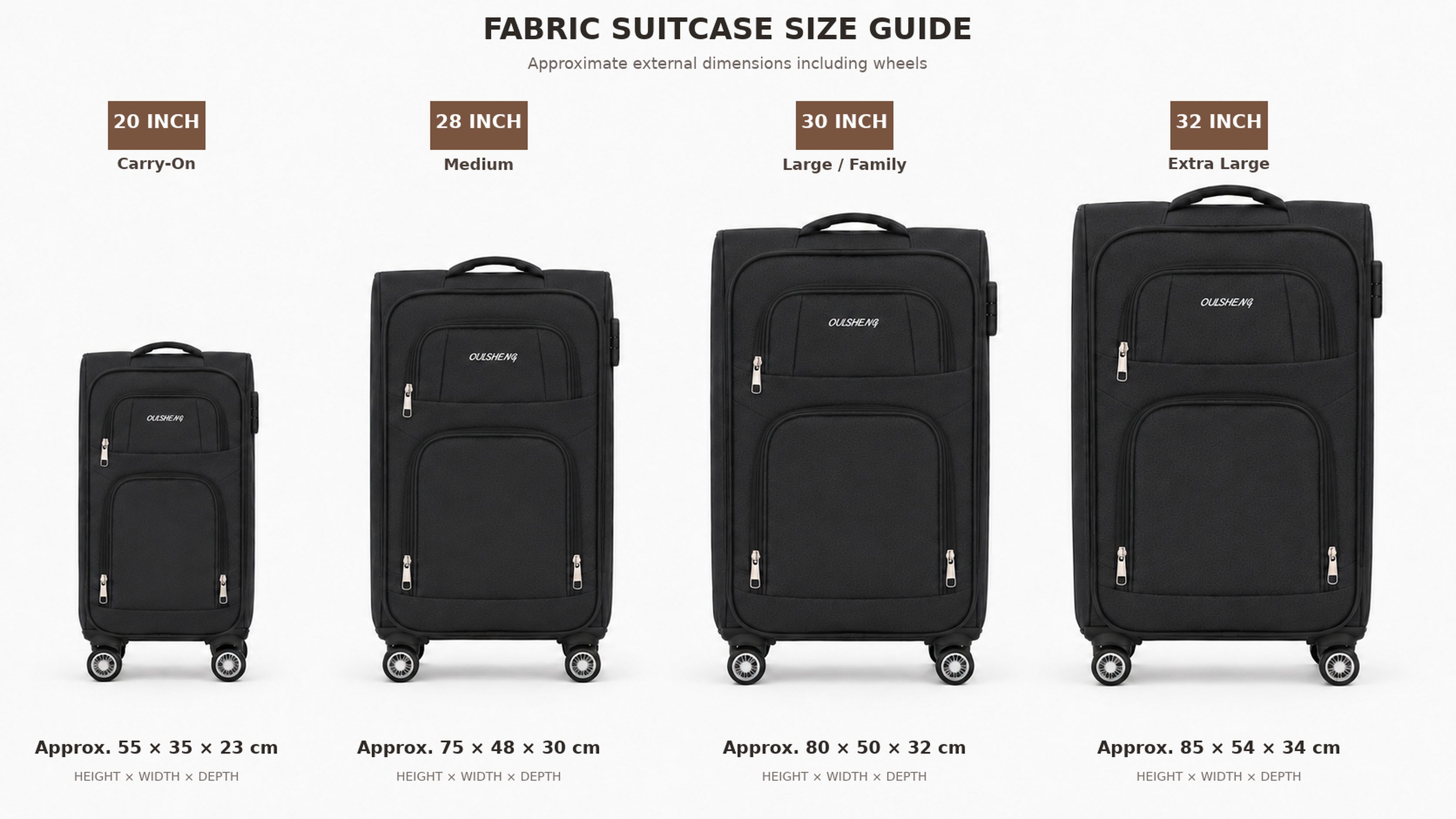 20 Inch Fabric Carry On Suitcase
