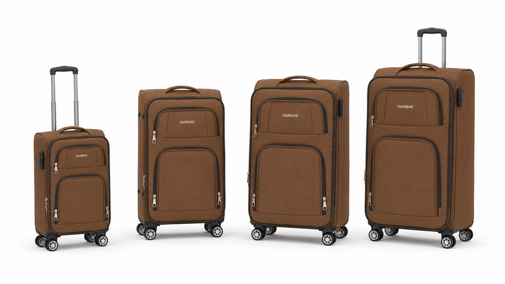 Brown Fabric Suitcase 4pcs Set 20 28 30 32 inch