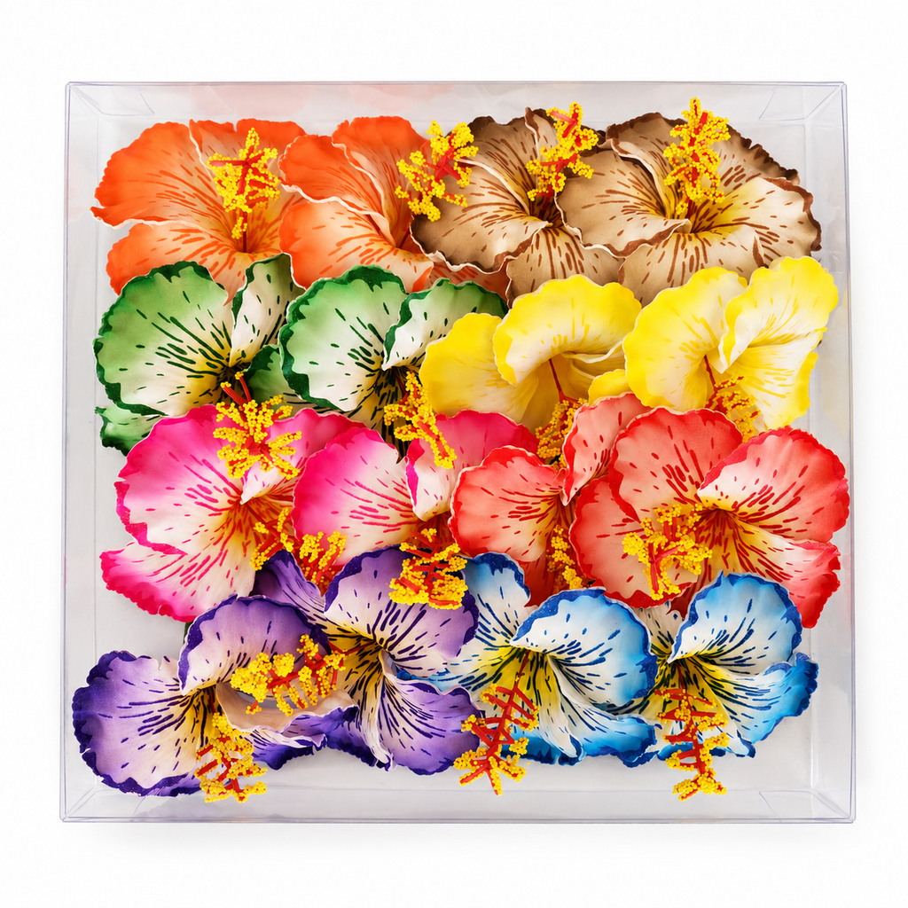 Patterned Hibiscus Hair Flowers Pack