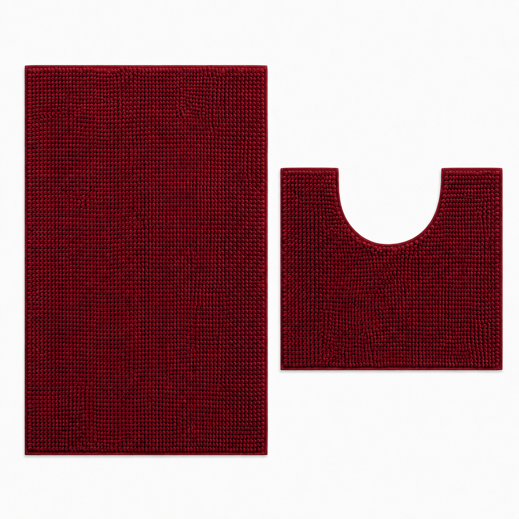 Red 2-Piece Toilet Mat Set
