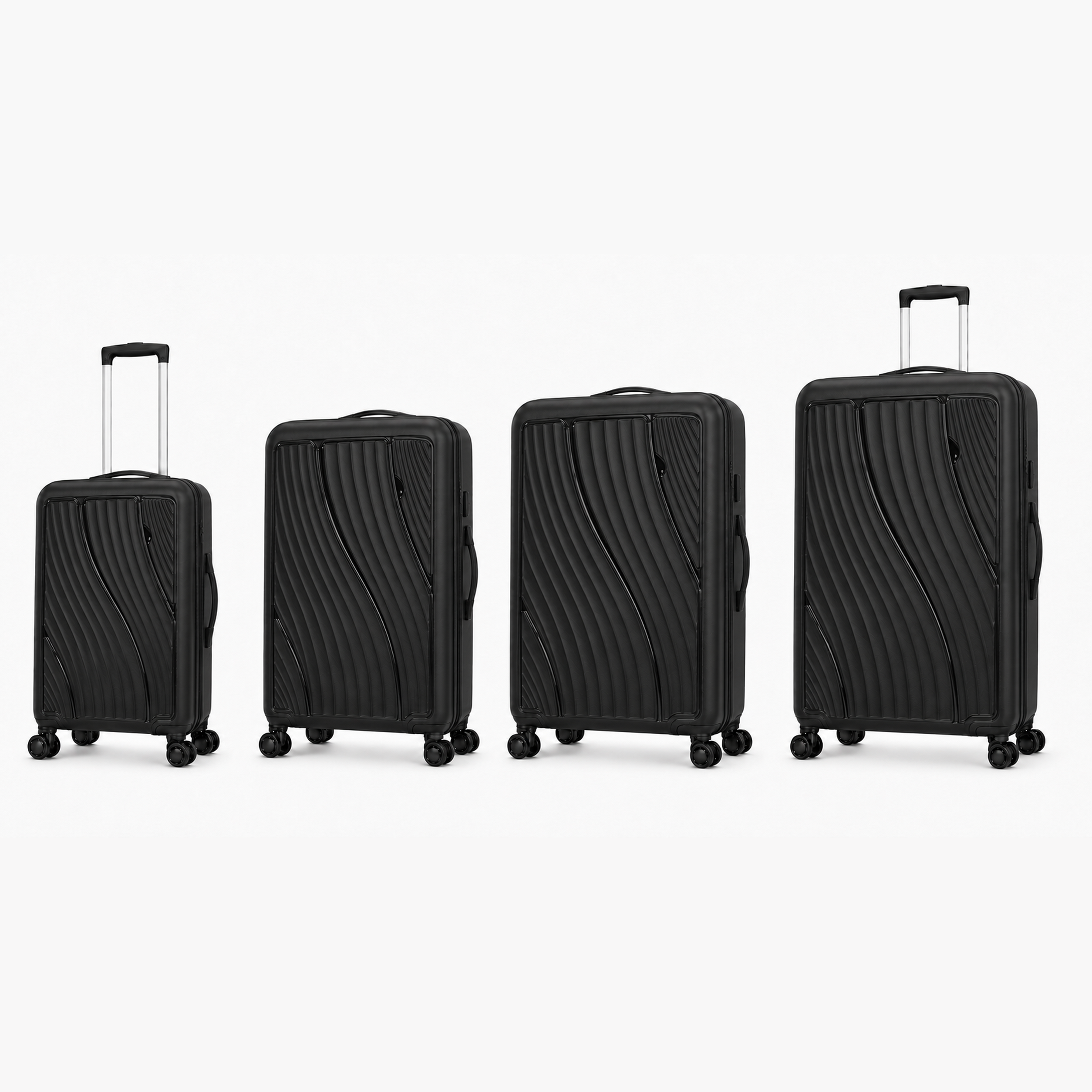 Black PP Suitcase 4PCS Set 20 24 28 32 inch