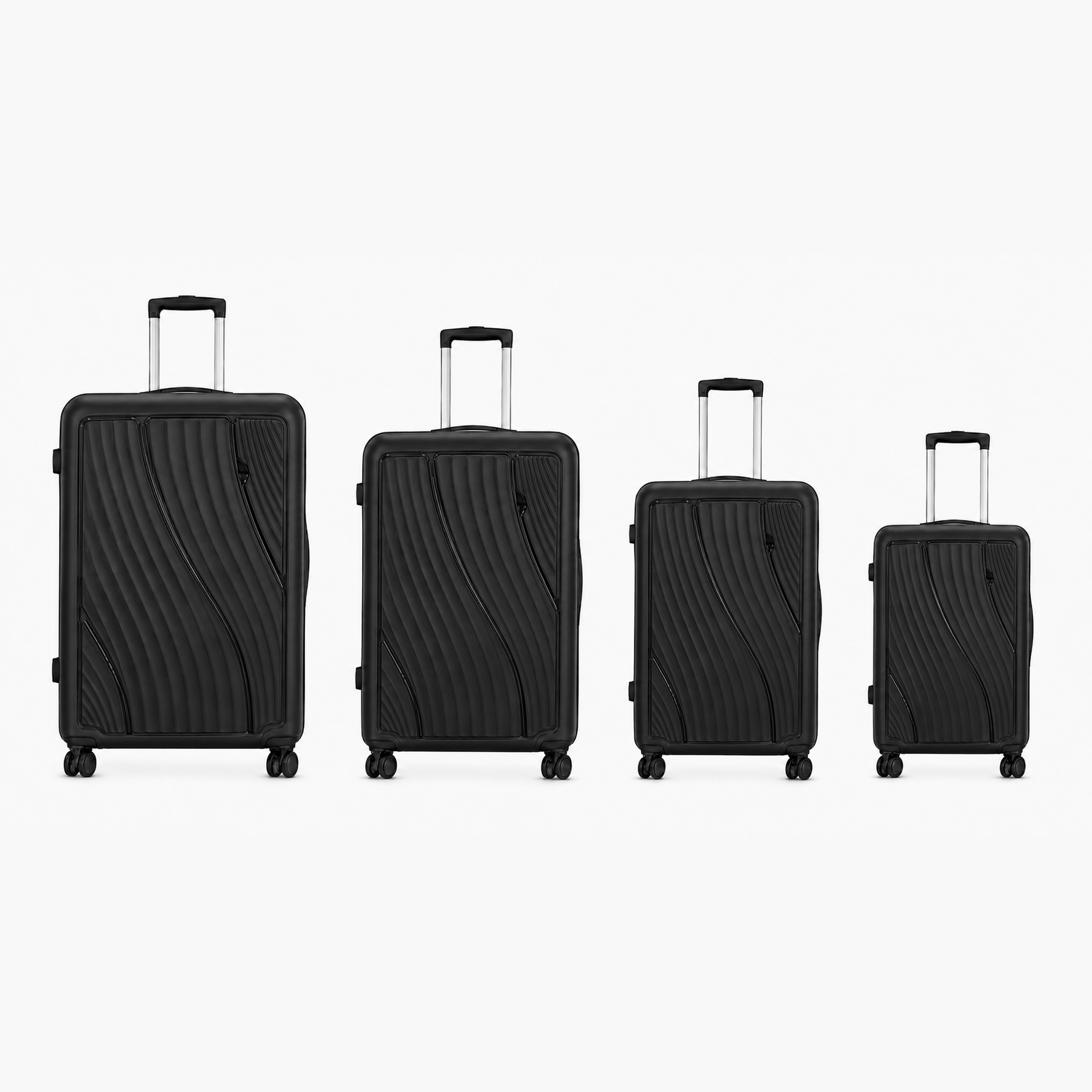 Black PP Suitcase 4PCS Set 20 24 28 32 inch