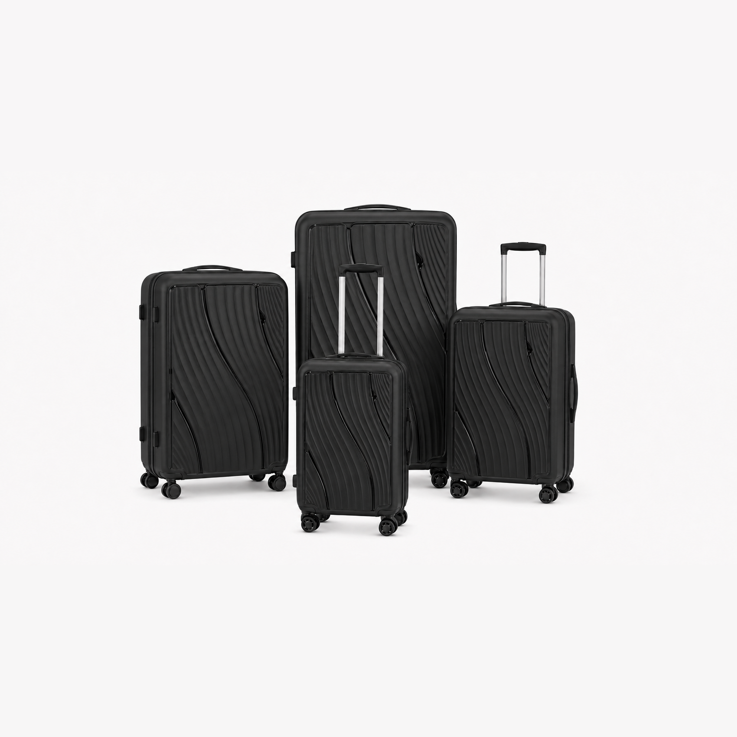 Black PP Suitcase 4PCS Set 20 24 28 32 inch