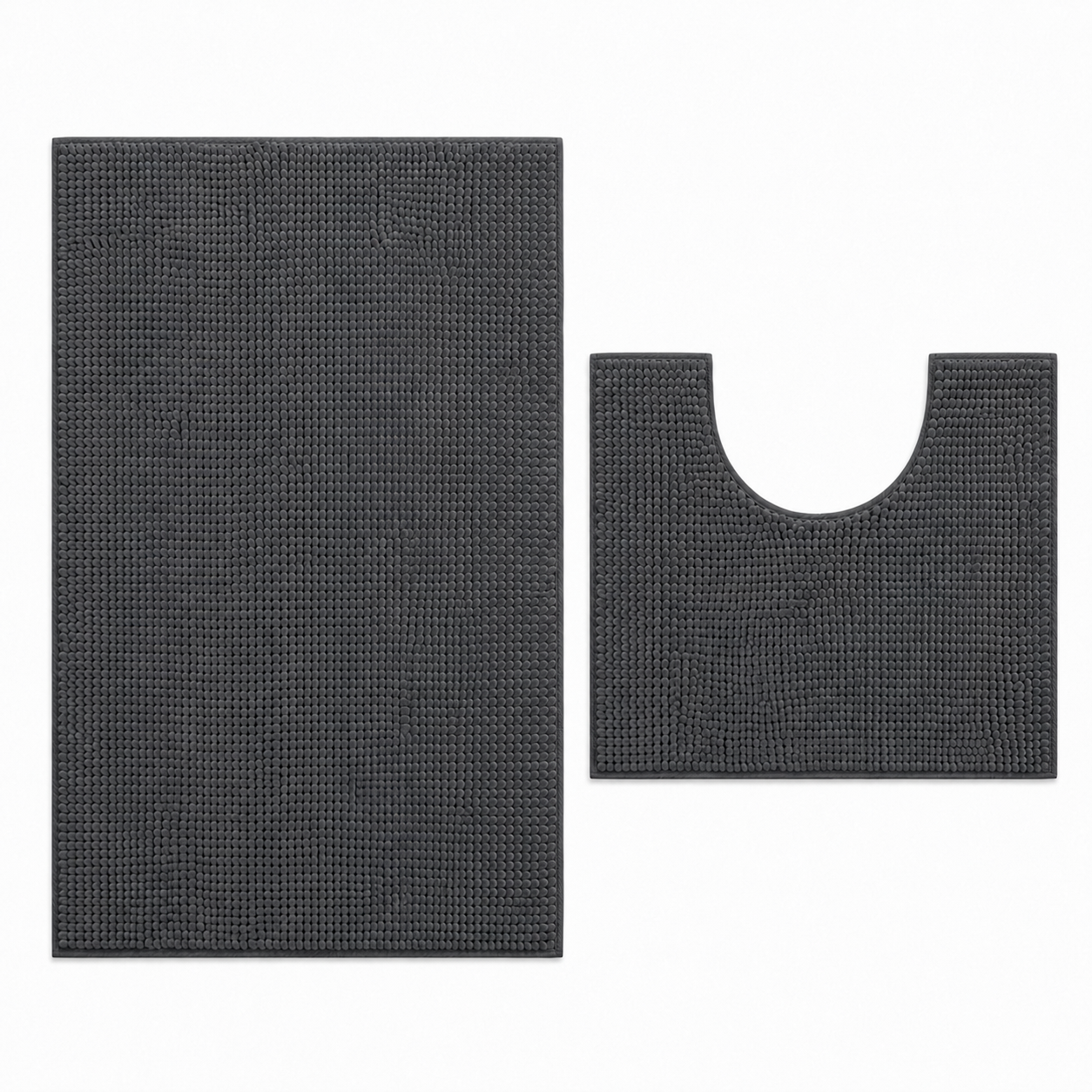 Grey 2-Piece Toilet Mat Set