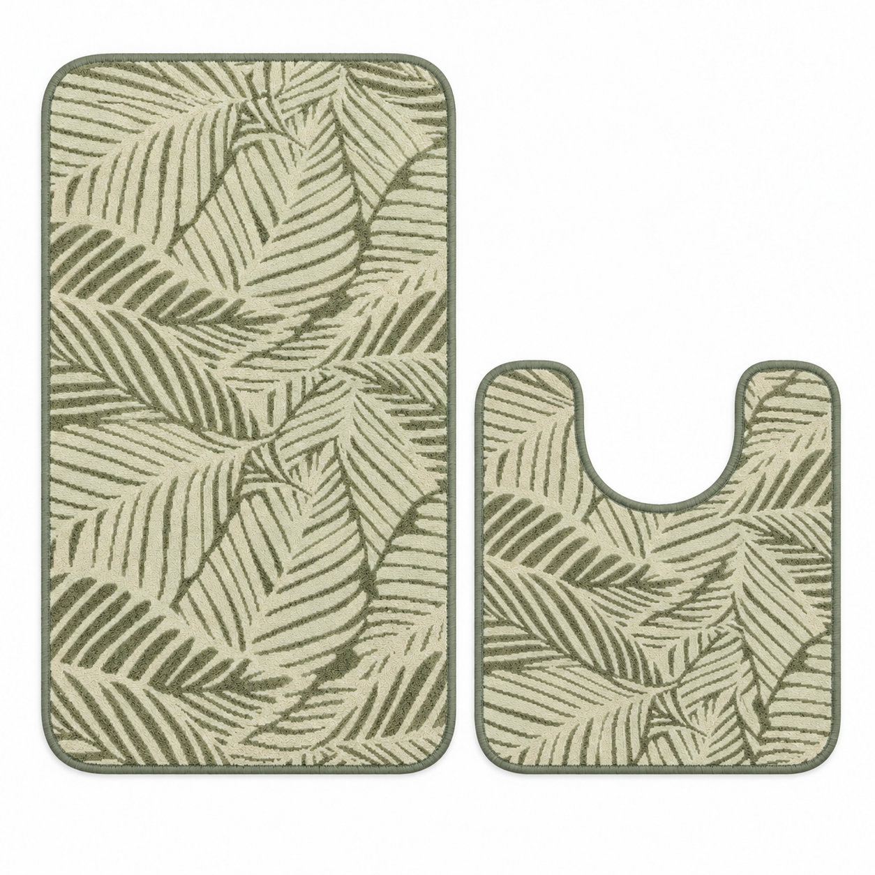 Palm Leaf 2-Piece Toilet Mat Set