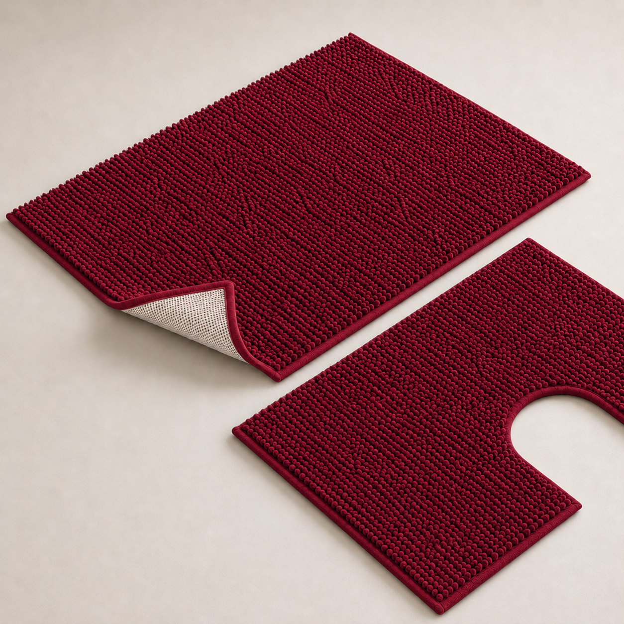 Red 2-Piece Toilet Mat Set