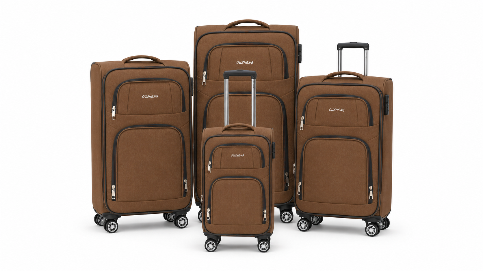 Brown Fabric Suitcase 4pcs Set 20 28 30 32 inch
