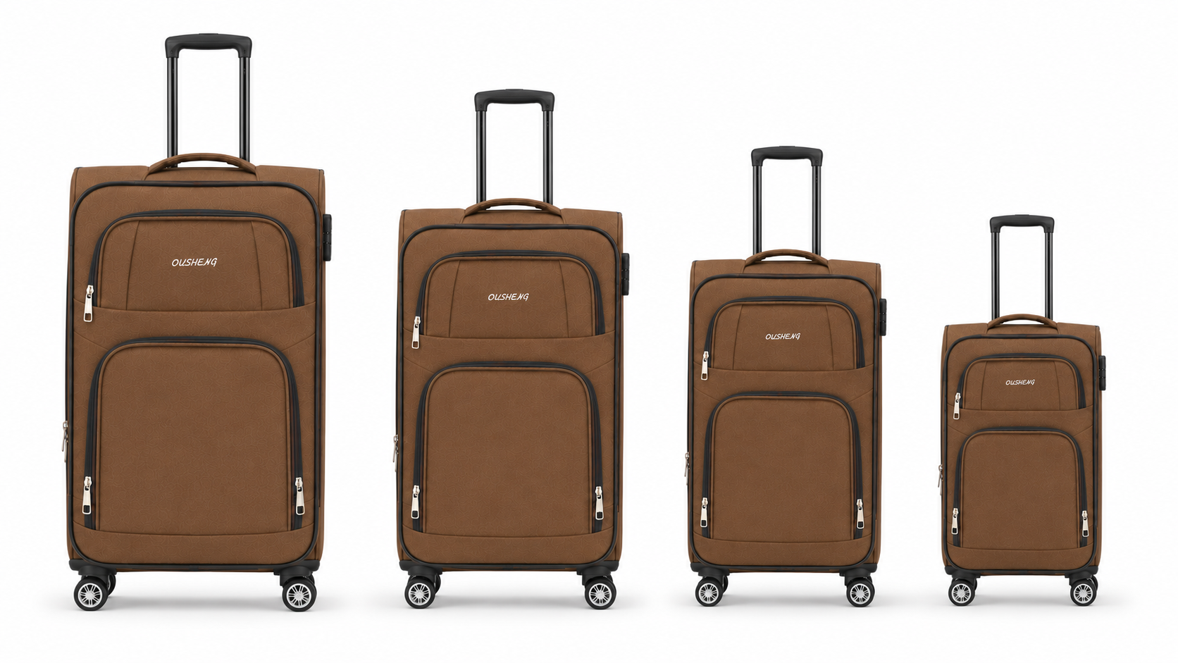 Brown Fabric Suitcase 4pcs Set 20 28 30 32 inch